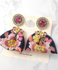 Colorful embroidered ribbon Earrings【NC】