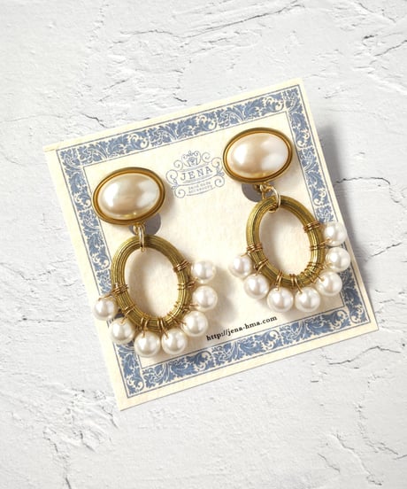 Vintage pearl cabochon &  pearl pearl hoop【limited】