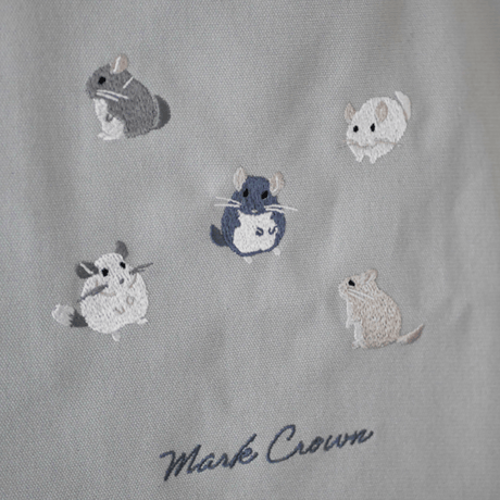 《Mark Crown》チンチラいっぱい 刺繍トートバッグ