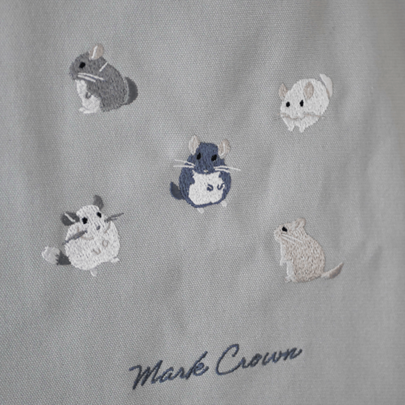 Mark Crown》チンチラいっぱい 刺繍トートバッグ | Royal Chinchill