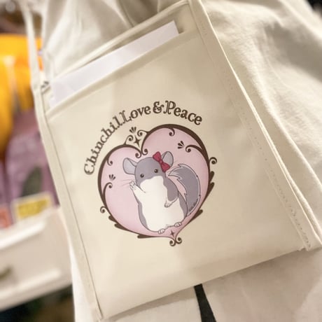 【倉庫一掃セール】「ChinchilLove & Peace」ミニサコッシュ　⚫︎