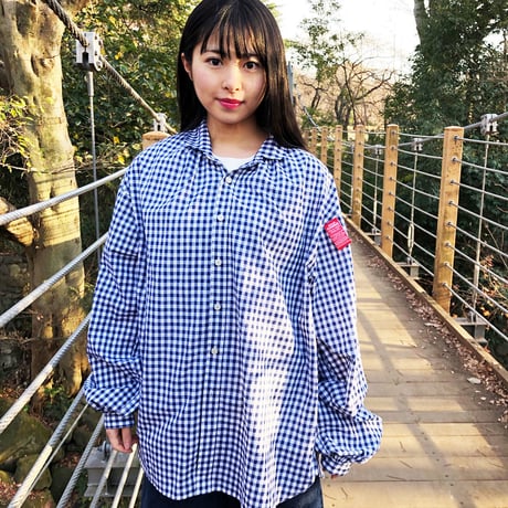 GINGHAM CHECK PIRATE GATHER SHIRTS