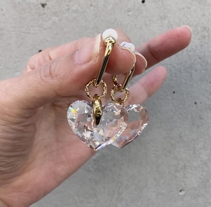 A13 歪みハートパステルフラワーイヤリング Twinkle Flower Ribbon