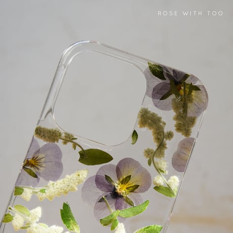 iPhone..etc / ビオラ × シルバーキャット 押し花ケース 231012_1