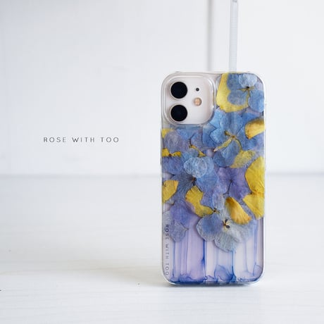 iPhone..etc / 秋色紫陽花 × インクアート 押し花スマホケース 230913_2