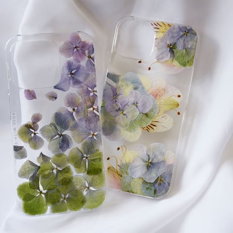 iPhone..etc / 秋色紫陽花 押し花スマホケース 230906_2