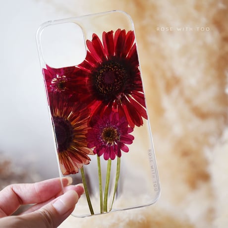 iPhone..etc / 秋色ガーベラの 押し花スマホケース 230927_2