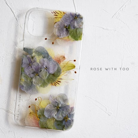 iPhone..etc / 秋色紫陽花 押し花スマホケース 230906_2