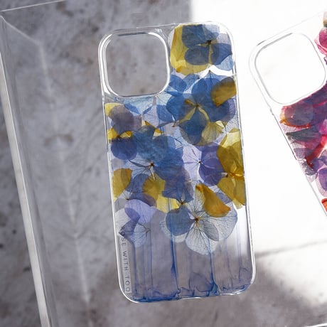 iPhone..etc / 秋色紫陽花 × インクアート 押し花スマホケース 230913_2