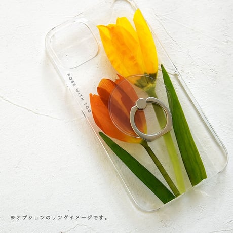 Galaxy /   押し花スマホケース  220126_6（yellow×orange）