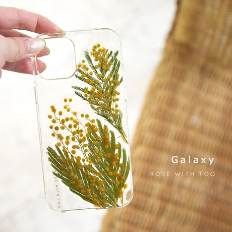 【リング不可】Galaxy /   押し花スマホケース  210210_4