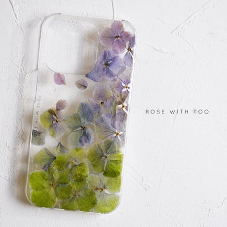 iPhone..etc / 秋色紫陽花 押し花スマホケース 230906_1