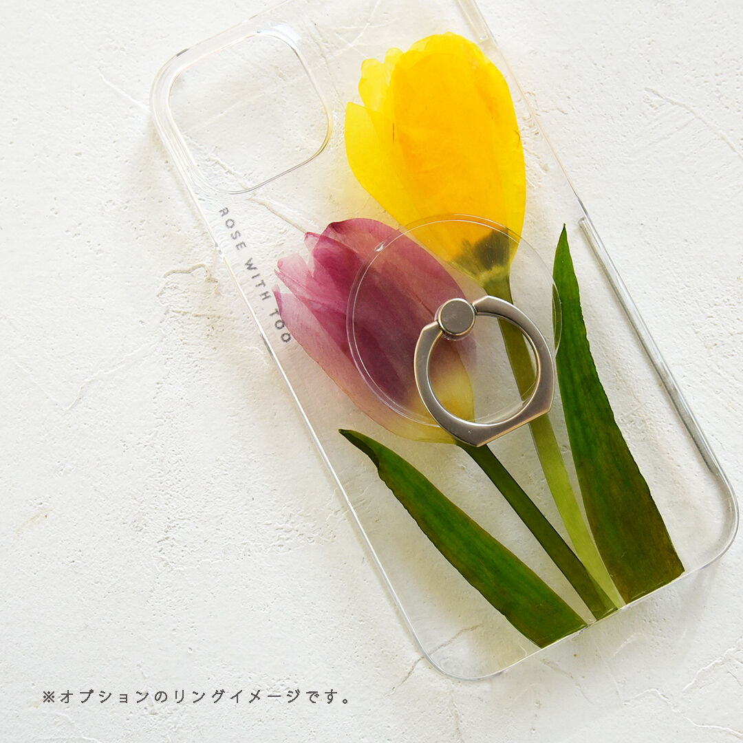 iPhone / 押し花スマホケース 220126_1（pink×yellow） | 押し花