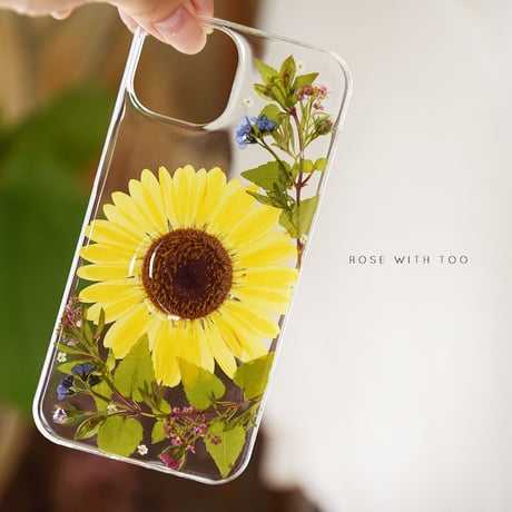 【スマホリング不可】iPhone..etc / 黄色ガーベラの 押し花スマホケース 230920_2