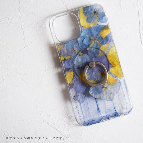iPhone..etc / 秋色紫陽花 × インクアート 押し花スマホケース 230913_2