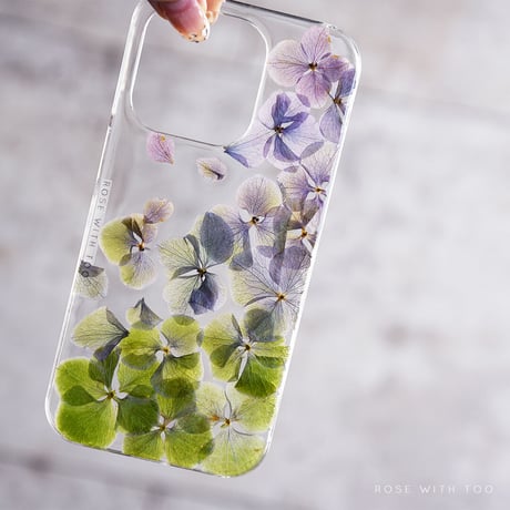 iPhone..etc / 秋色紫陽花 押し花スマホケース 230906_1
