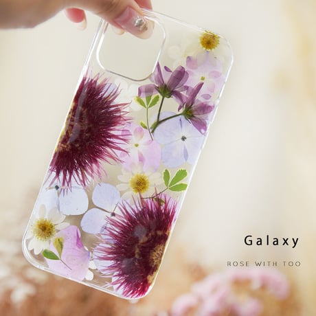 【リング不可】Galaxy /   押し花スマホケース  220727_4