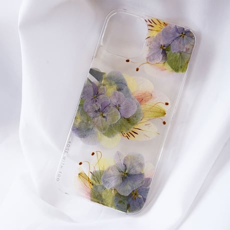 iPhone..etc / 秋色紫陽花 押し花スマホケース 230906_2