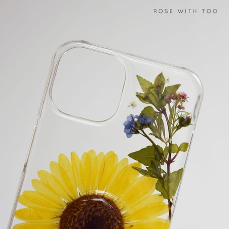 【スマホリング不可】iPhone..etc / 黄色ガーベラの 押し花スマホケース 230920_2