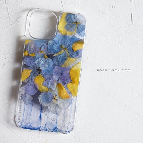 iPhone..etc / 秋色紫陽花 × インクアート 押し花スマホケース 230913_2