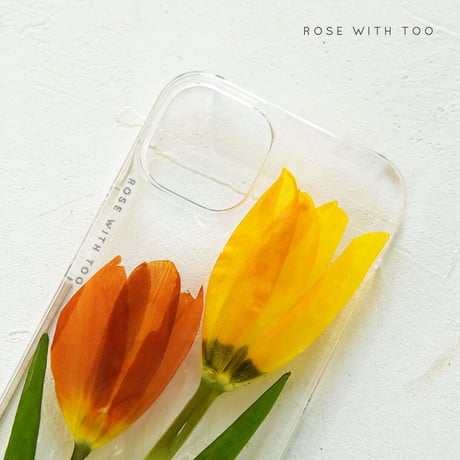 Galaxy /   押し花スマホケース  220126_6（yellow×orange）