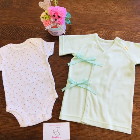 〈完売御礼〉はじめてのおうち肌着35 HowCute®︎コットン若草色の低出生体重児肌着（コットに出てから1500ｇ～ご退院後も重宝サイズ）