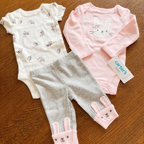 〈新生児サイズ〉うさちゃん肌着3点セット