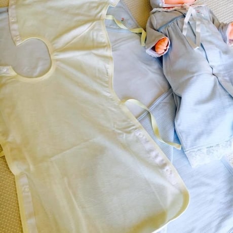 ＜限定＞NICUご退院ドレス6点セット  ベビーブルー　ガウン付き