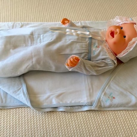 ＜限定＞NICUご退院ドレス6点セット  ベビーブルー　ガウン付き