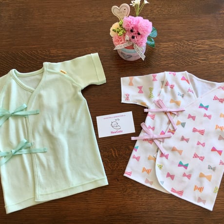 〈完売御礼〉はじめてのおうち肌着35 HowCute®︎コットン若草色の低出生体重児肌着（コットに出てから1500ｇ～ご退院後も重宝サイズ）