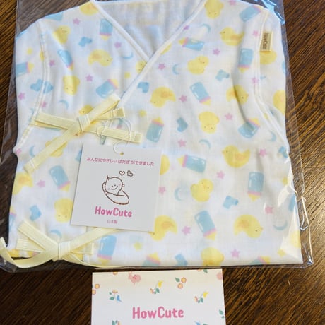 〈新柄アップ〉 HowCute®︎ダブルガーゼ　ひよこ柄　低出生体重児ショートサイズ30（コットに出てから1500ｇ～)