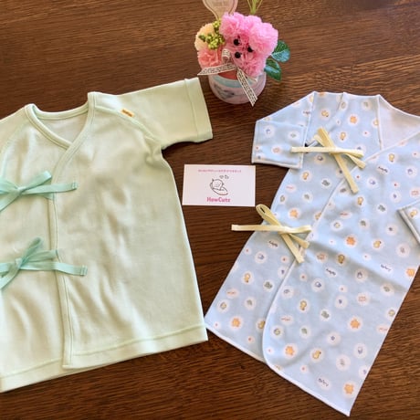 〈完売御礼〉はじめてのおうち肌着35 HowCute®︎コットン若草色の低出生体重児肌着（コットに出てから1500ｇ～ご退院後も重宝サイズ）