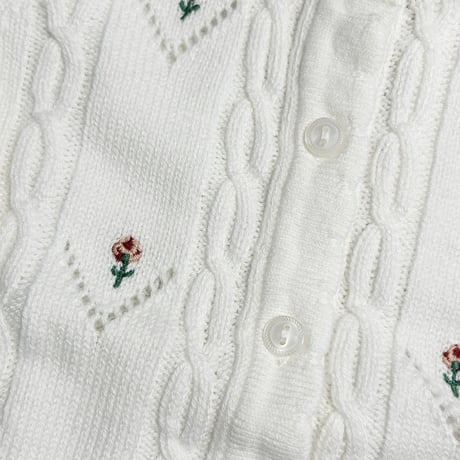 J&J バラの刺繍カーディガン(0-3M)