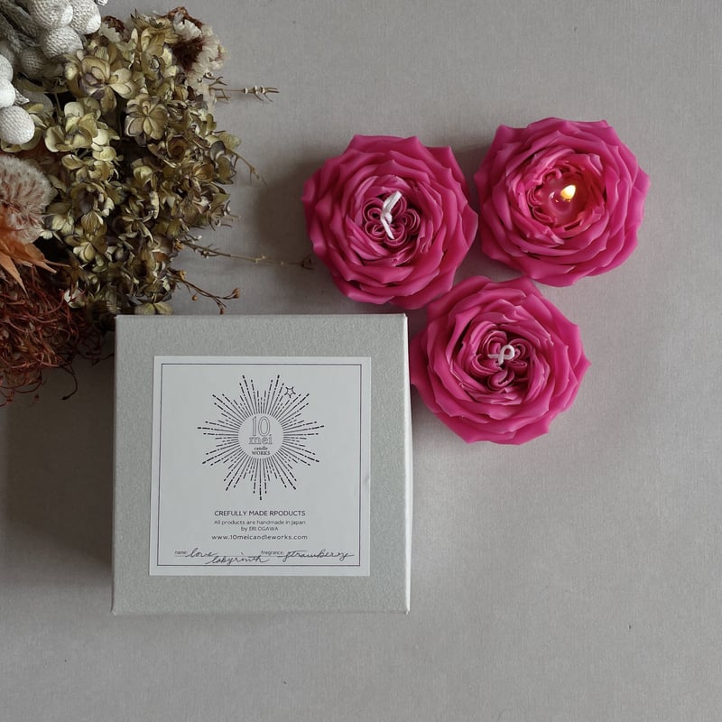 フラワーキャンドル お花たっぷり優しいピンクとゴールドのボタニカルキャンドル