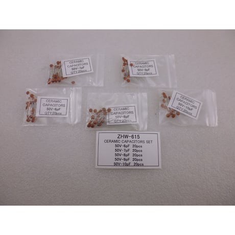 5種類 各20個セット 6pF-7pF-8pF-9pF-10pF  セラミックコンデンサ   ( ZHW-615 )