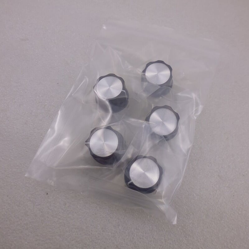 5個セット ローレット軸用 25mm (大) 黒ツマミ ( ZHW-774 ) |