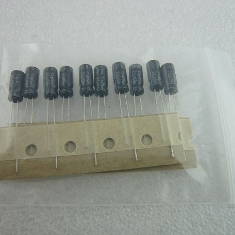 10個セット 2.2μF / 50V 立形電解コンデンサ 台湾CAPXON社製 10個セット 2.2μF / 50V 立形電解コンデンサ 台湾CAPXON社製