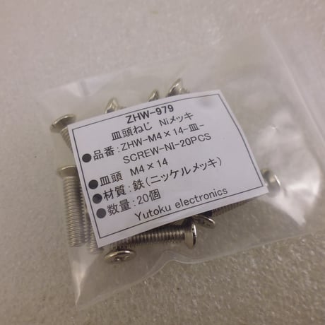 20本セット 皿頭 M4×14ねじ (Niメッキ) ( ZHW-979 )