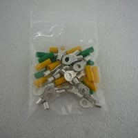 20個セット  1.5-2.5mm2 線用 丸端子  黄/緑 絶縁キャップ付き  ( ZHW-446 )