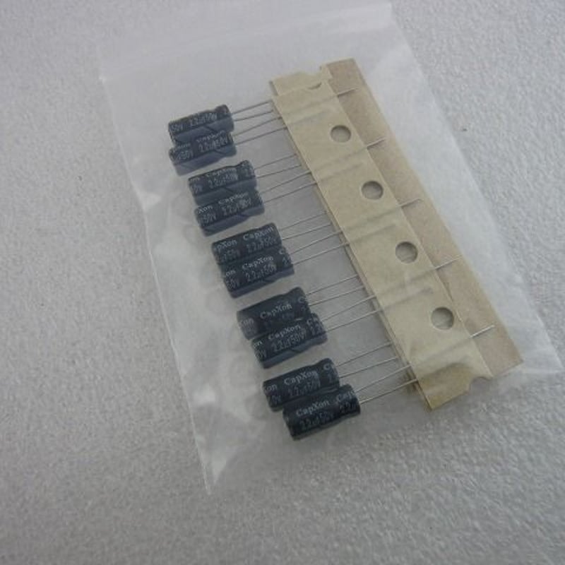 10個セット 2.2μF / 50V 立形電解コンデンサ 台湾CAPXON社製 10個セット 2.2μF / 50V 立形電解コンデンサ 台湾CAPXON社製