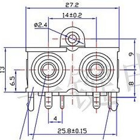 取付穴付き DIP TYPE 2P RCA SOCKET  ( ZHW-813 )