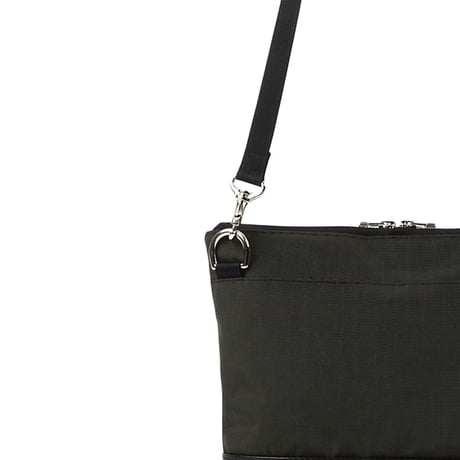 ARUMO  ジップレザーショルダーバッグD /  カーキｘブラックレザー  