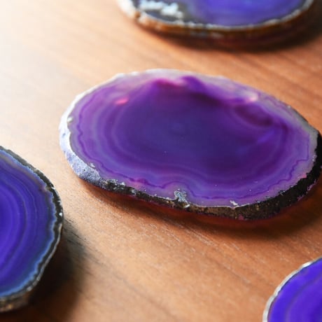 CRYSTAL COASTER 【Purple】 amabro アマブロ クリスタルコースター 天然石 メノウ 瑪瑙 パワーストーン アクセサリートレイ 紫 パープル 一点物 トレー