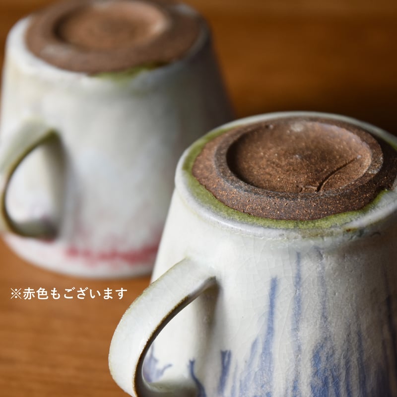 丹波焼 信凜窯 仲岡信人 彩色灰釉 マグカップ 青｜Tamba pottery