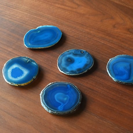 CRYSTAL COASTER【Peacock Blue】amabro アマブロ クリスタルコースター 天然石 メノウ 瑪瑙 パワーストーン アクセサリートレイ 青 ブルー 一点物 トレー