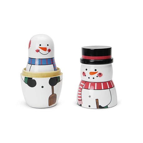 Snowman Family スノーマンファミリー マトリョーシカ インテリア 雪だるま 置物 オブジェ 人形 木のおもちゃ クリスマス 冬 ハンドペイント 雑貨 ギフト プレゼント 入れ子