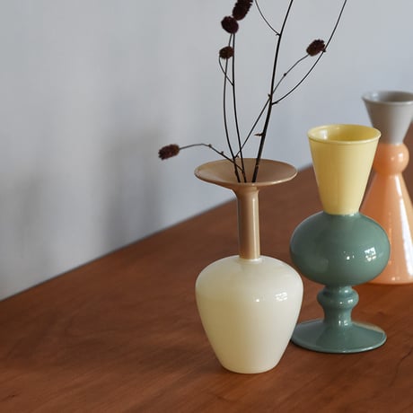 MINI VASE -TWO TONE- amabro アマブロ ミニベース ツートーン フラワーベース 花瓶 一輪挿し ガラス オブジェ 置物 ペールカラー ディスプレイ インテリア雑貨 おしゃれ