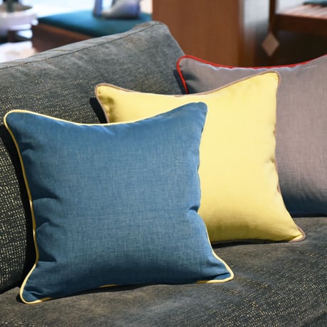 Piping Cushion カバー 40cm パイピング 正方形 四角クッション インテリア コーディネート アクセント ボンボン フリンジ 背あて 腰あて ホテルライク