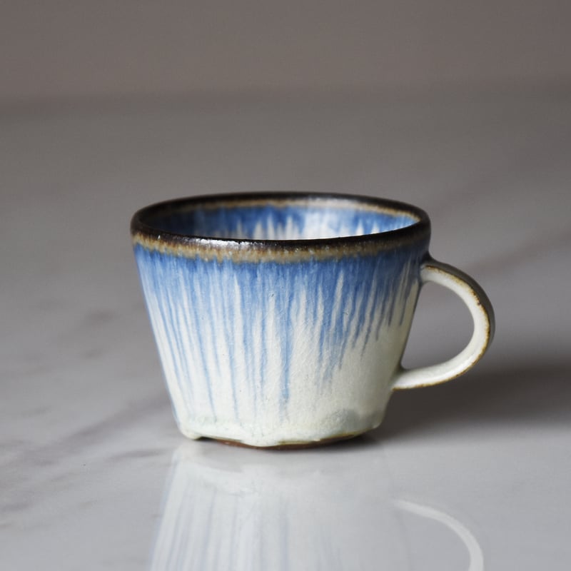 丹波焼 信凜窯 仲岡信人 彩色灰釉 マグカップ 青｜Tamba pottery