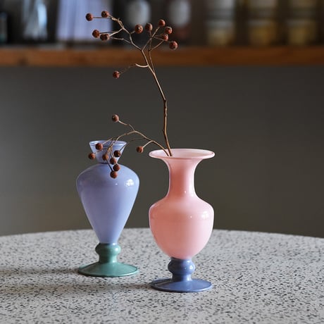 MINI VASE -TWO TONE- amabro アマブロ ミニベース ツートーン フラワーベース 花瓶 一輪挿し ガラス オブジェ 置物 ペールカラー ディスプレイ インテリア雑貨 おしゃれ
